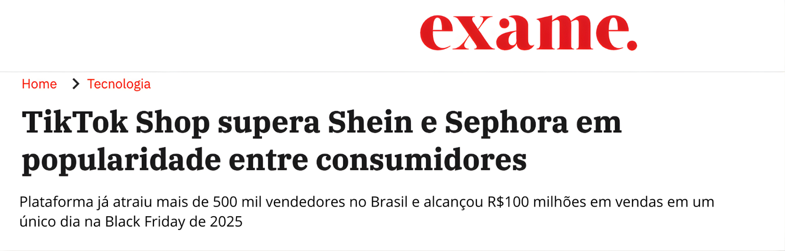 Matéria Exame — TikTok Shop